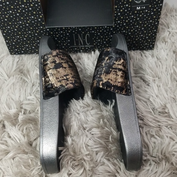 INC black  slip on slippers size  Medium 7/8 - Picture 6 of 7